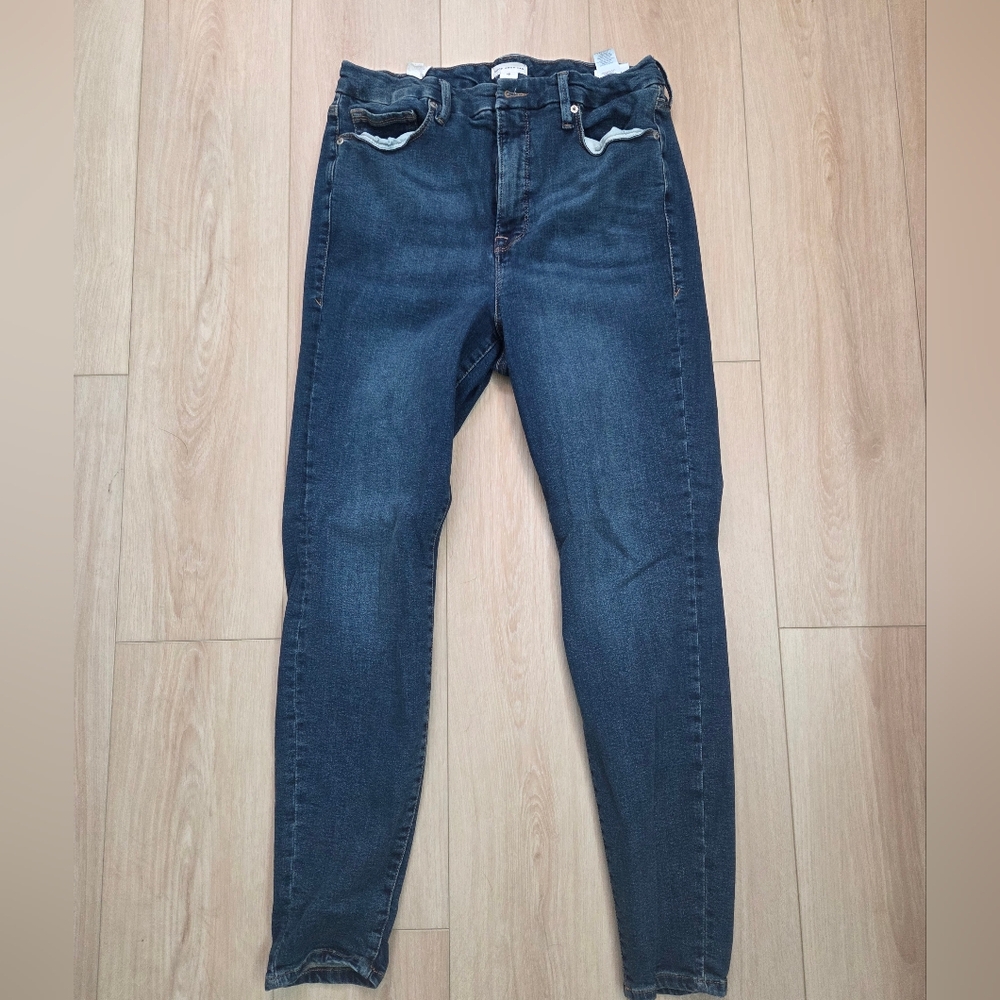 Good American Good Legs Skinny Jeans Blue004 Plus Size 15 Mid-Rise
